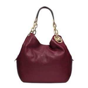 Michael Kors Fulton Large Leather Shoulder Tote Bag, Merlot